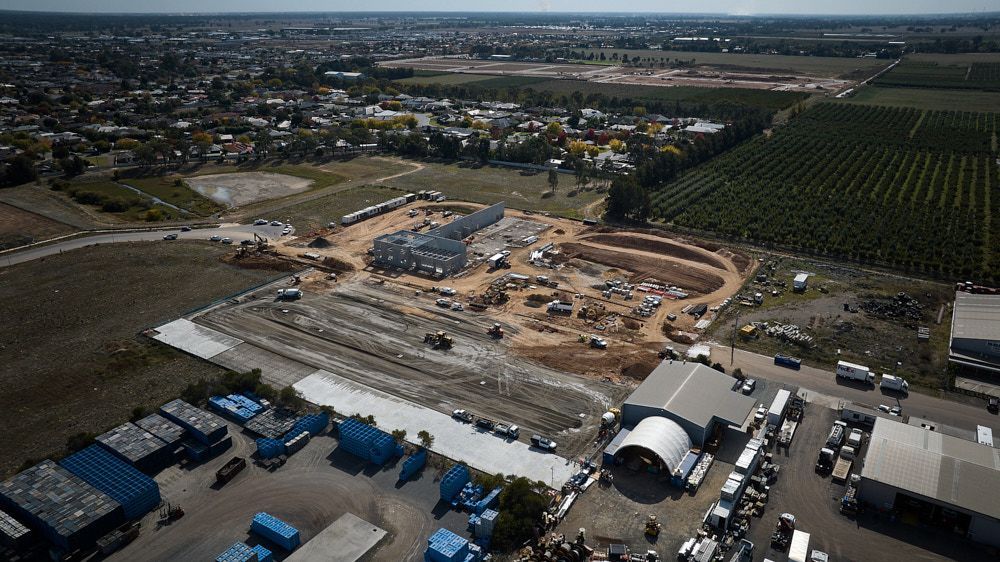 An Aerial View of a Construction Site With Dirt — Quarrell Civil Construction In Congupna, VIC