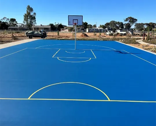 A Newly Completed Blue Basketball Court — Quarrell Civil Construction In Congupna, VIC