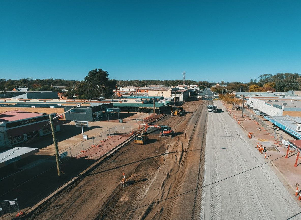 Construction site beside a road in a suburban neighborhood — Quarrell Civil Construction In Deniliquin, VIC