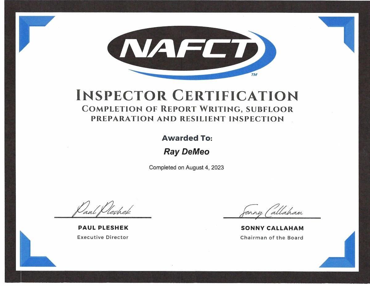 Ray DeMeo, Inspector Certification, NAFCT, 2023