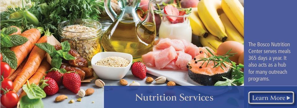 A picture of fruits and vegetables with the words nutrition services on the bottom