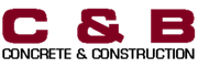 C & B Concrete & Construction logo in maroon with the business name below.