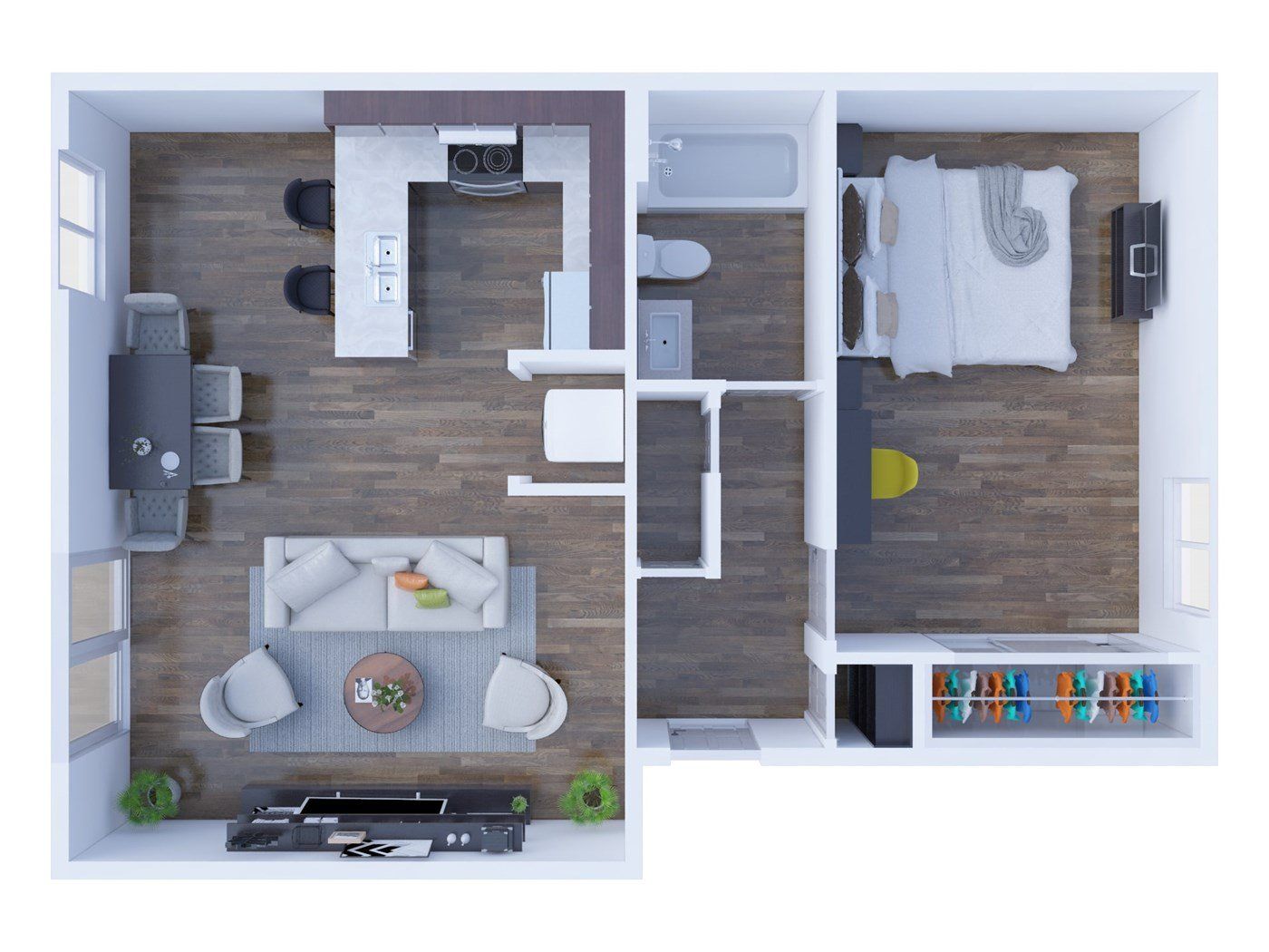 Brookhaven Floor Plan - 1 Bed, 1 Bath