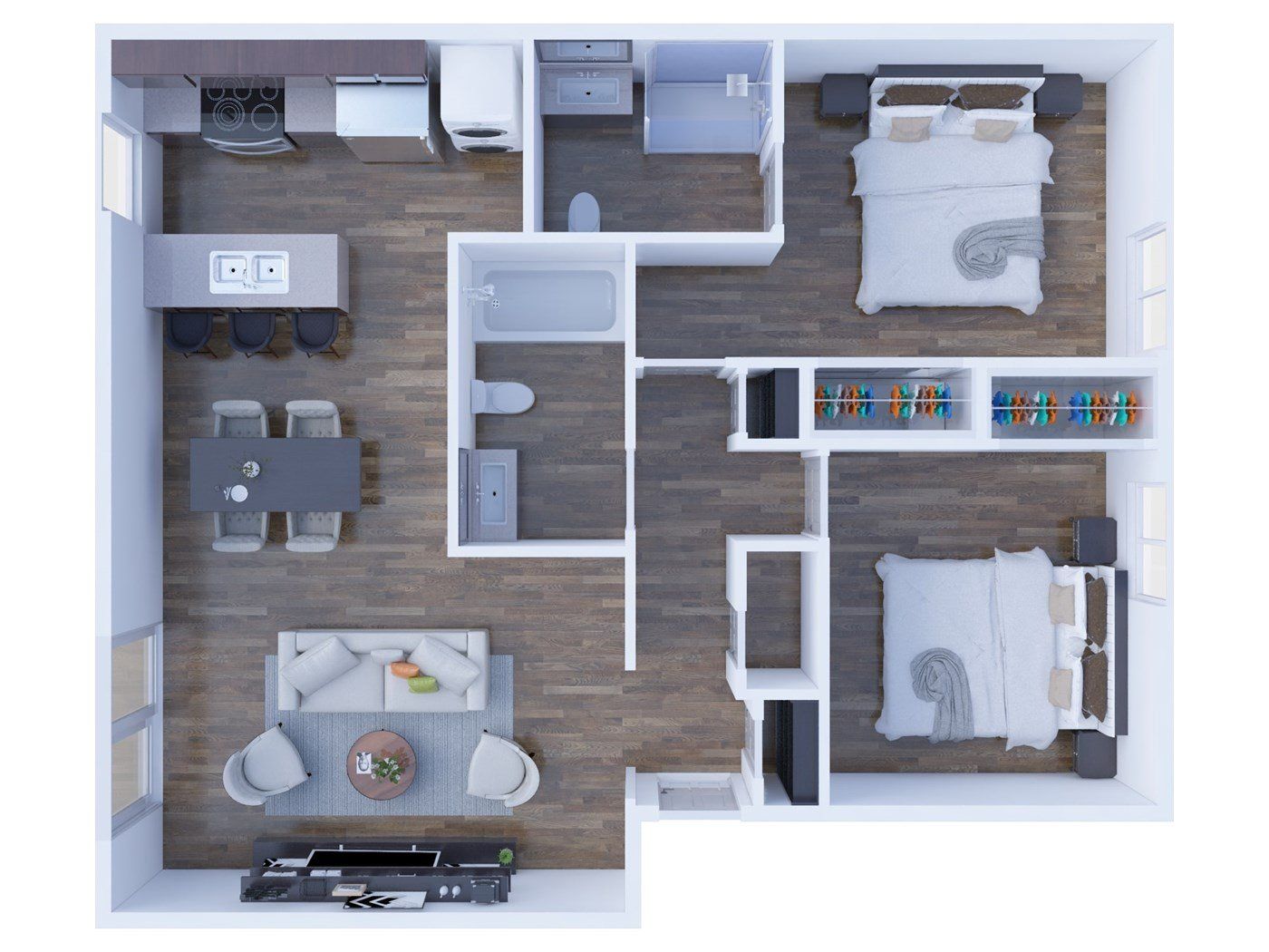 Commons Floor Plan - 2 Bed, 2 Bath