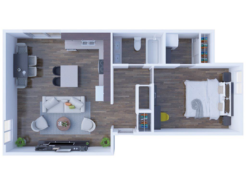 Marigold Floor Plan - 1 Bed, 1 Bath