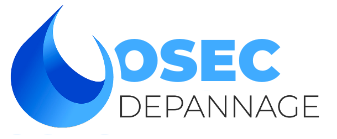 Logo pour DSEC Dépannage, une entreprise, avec un motif de goutte d'eau bleue et un texte bleu clair.