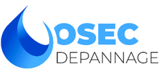 Logo pour DSEC Dépannage, une entreprise, avec un motif de goutte d'eau bleue et un texte bleu clair.