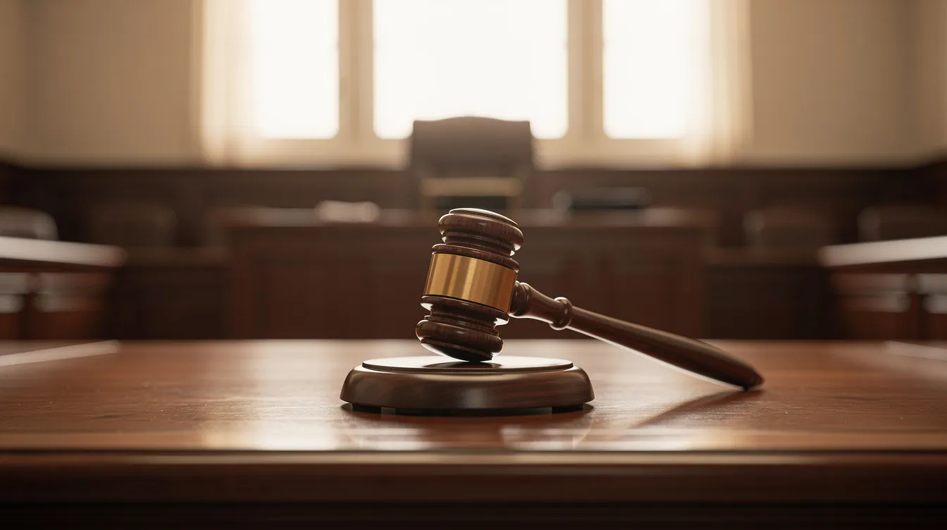 The image shows a judge's gavel resting on a wooden desk in a courtroom, symbolizing the legal proceedings involved in foreclosure cases. This setting reflects the seriousness of issues such as missed mortgage payments and foreclosure lawsuits that can impact Florida homeowners.
