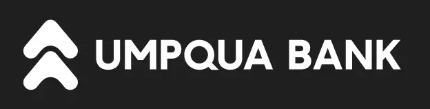 Umpqua Bank logo with a white upward-pointing arrow on a black background.