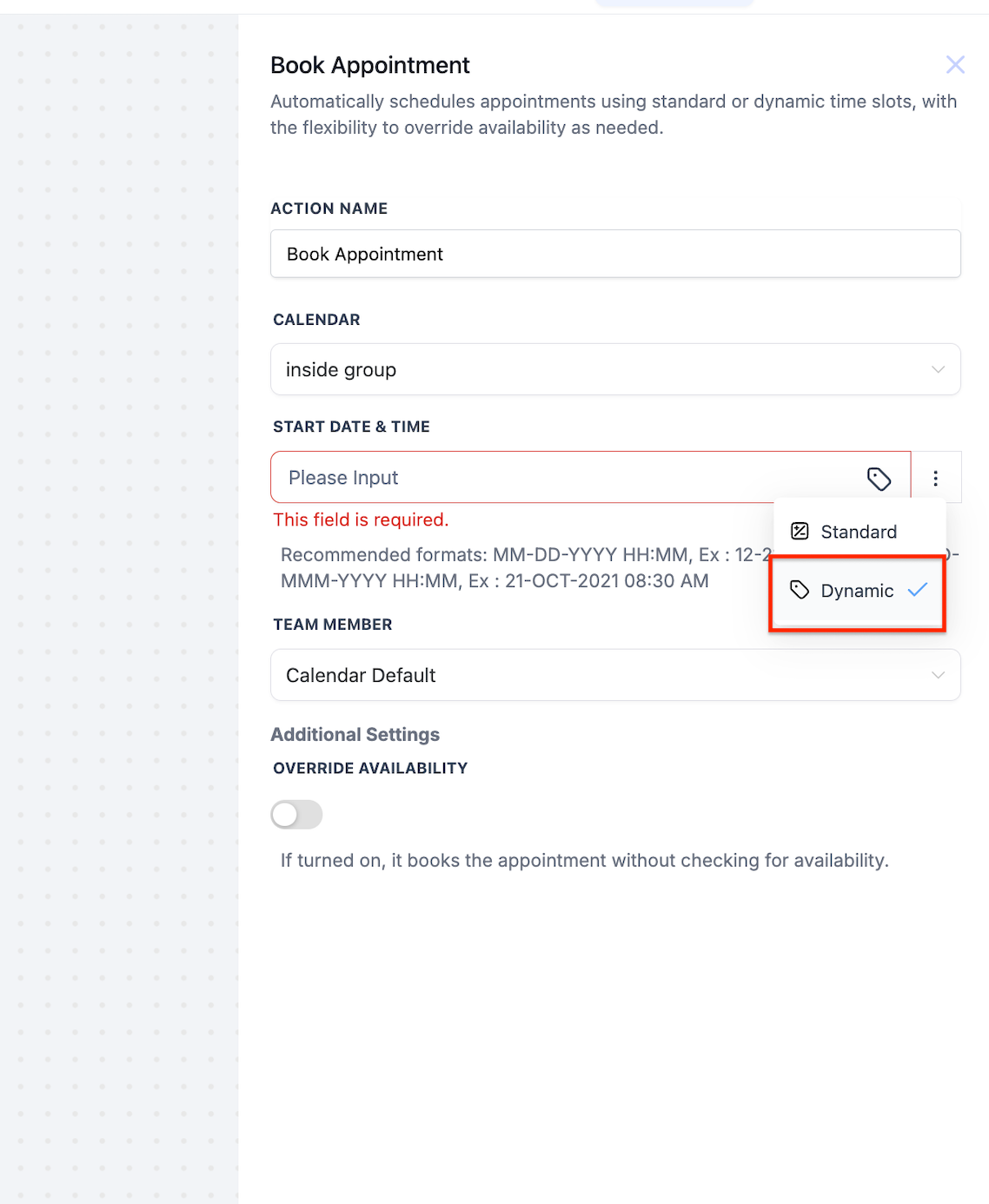 Book Appointment Action in Workflows