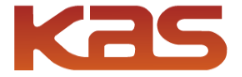 KAS logo with orange gradient.