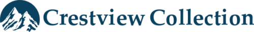 Logo of Crestview Collection, a brand name, with a mountain range inside a blue circle.