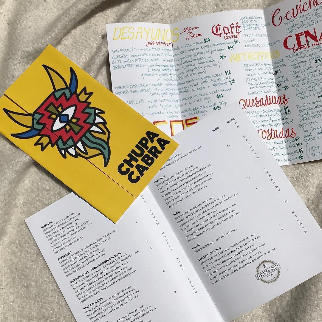 Yellow Chupacabra Menu, Open to Display Food Items and Pricing — Digi Print Pro in Brunswick Heads, NSW