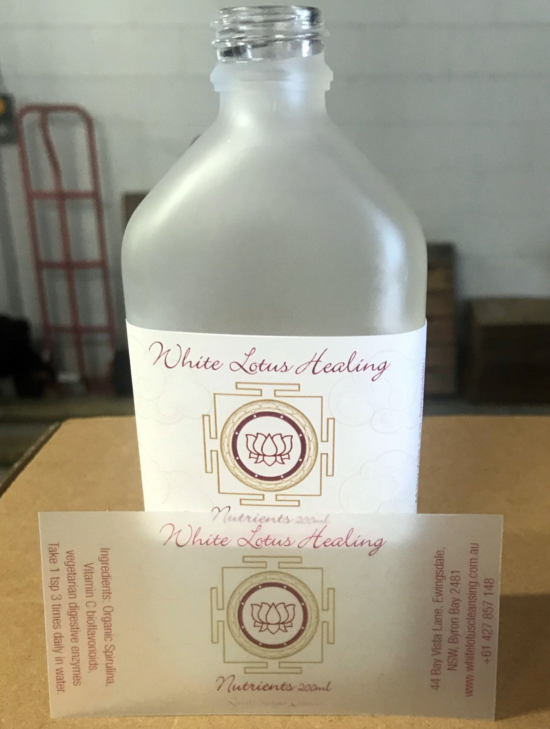 White Lotus Healing Bottle and Business Card — Digi Print Pro in Bangalow, NSW