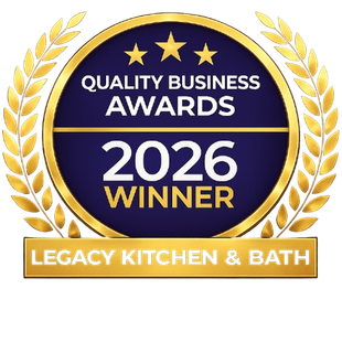 Quality Business Awards 2026 Winner badge for Legacy Kitchen & Bath, gold and navy