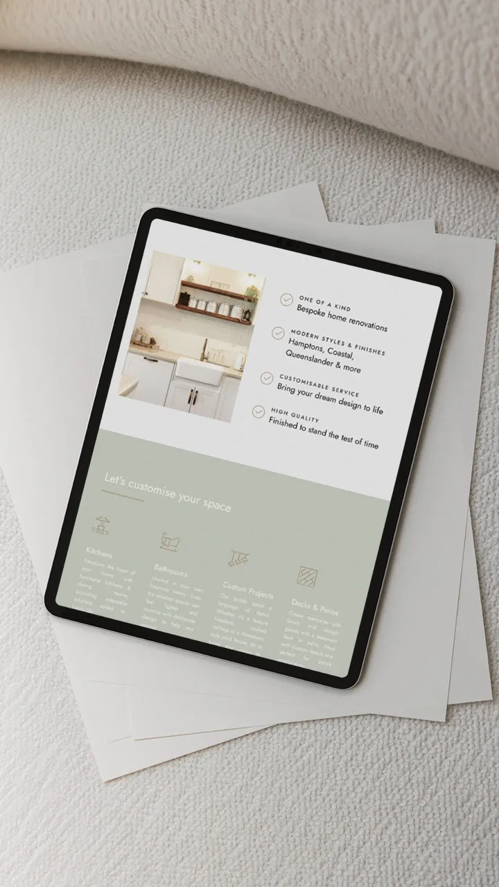 luxury building & renovations web design brisbane, interior design website