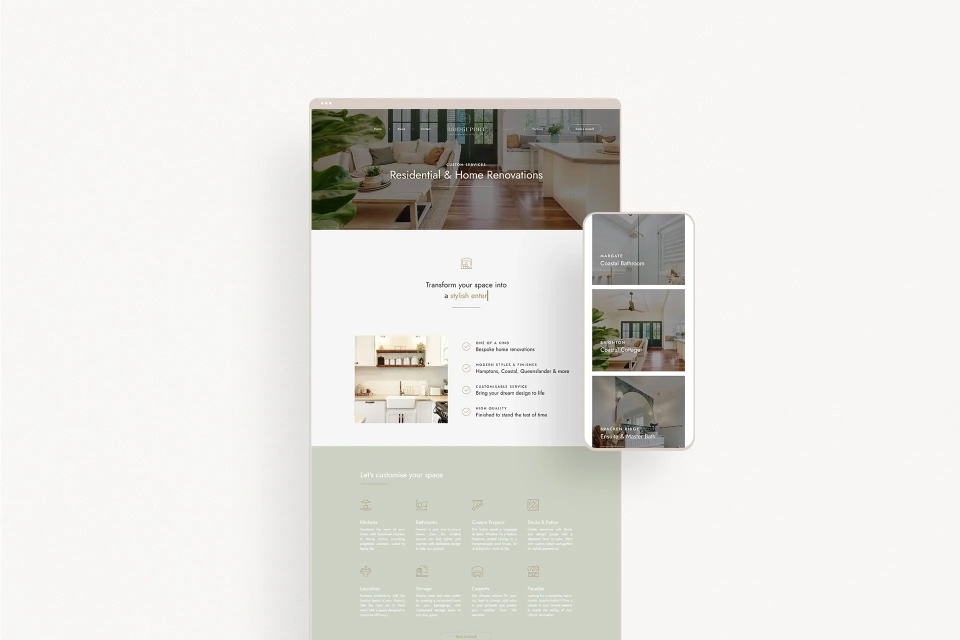 luxury building & renovations web design brisbane, interior design website