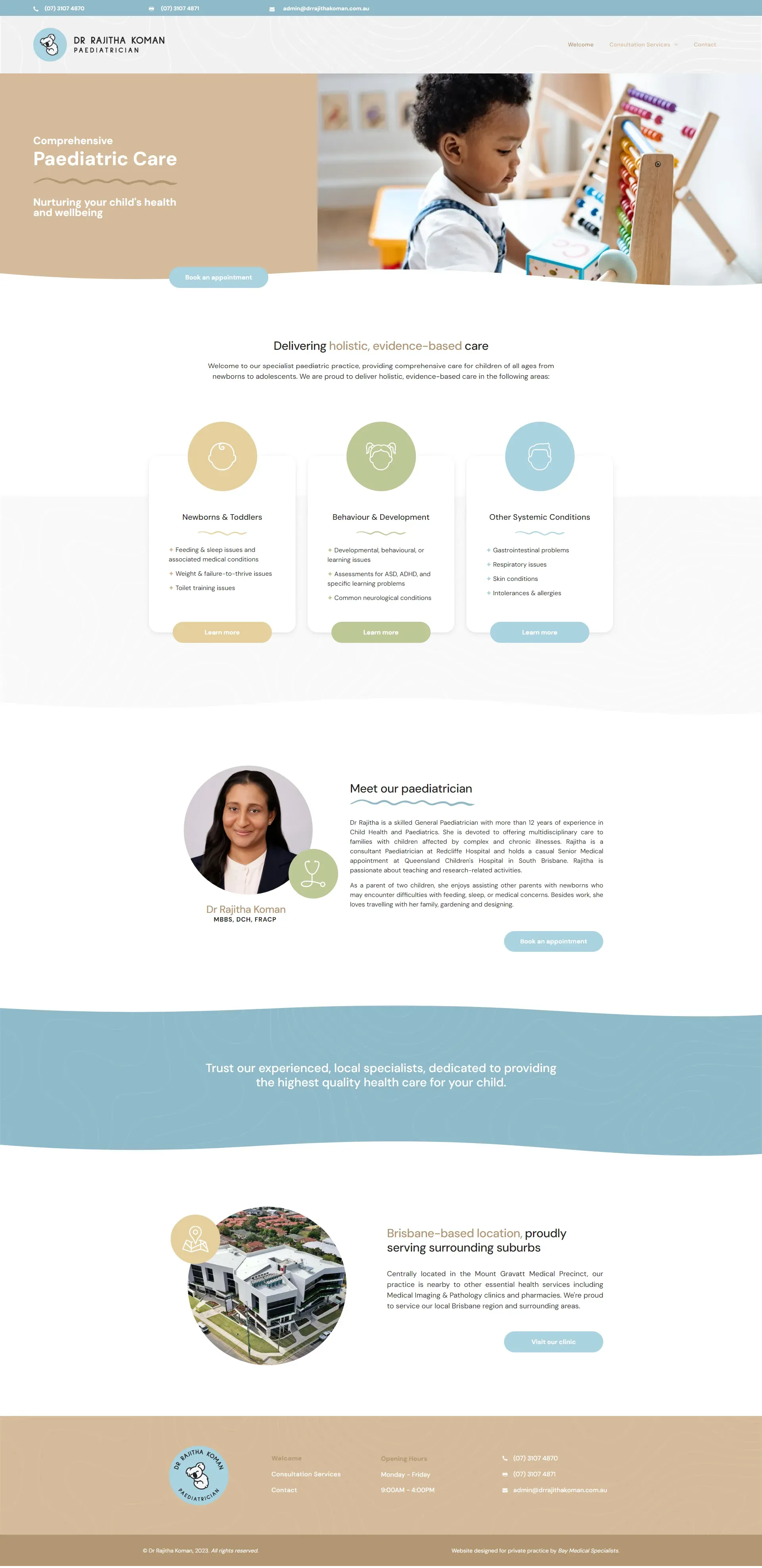 paediatrician website design, web design for paediatricians