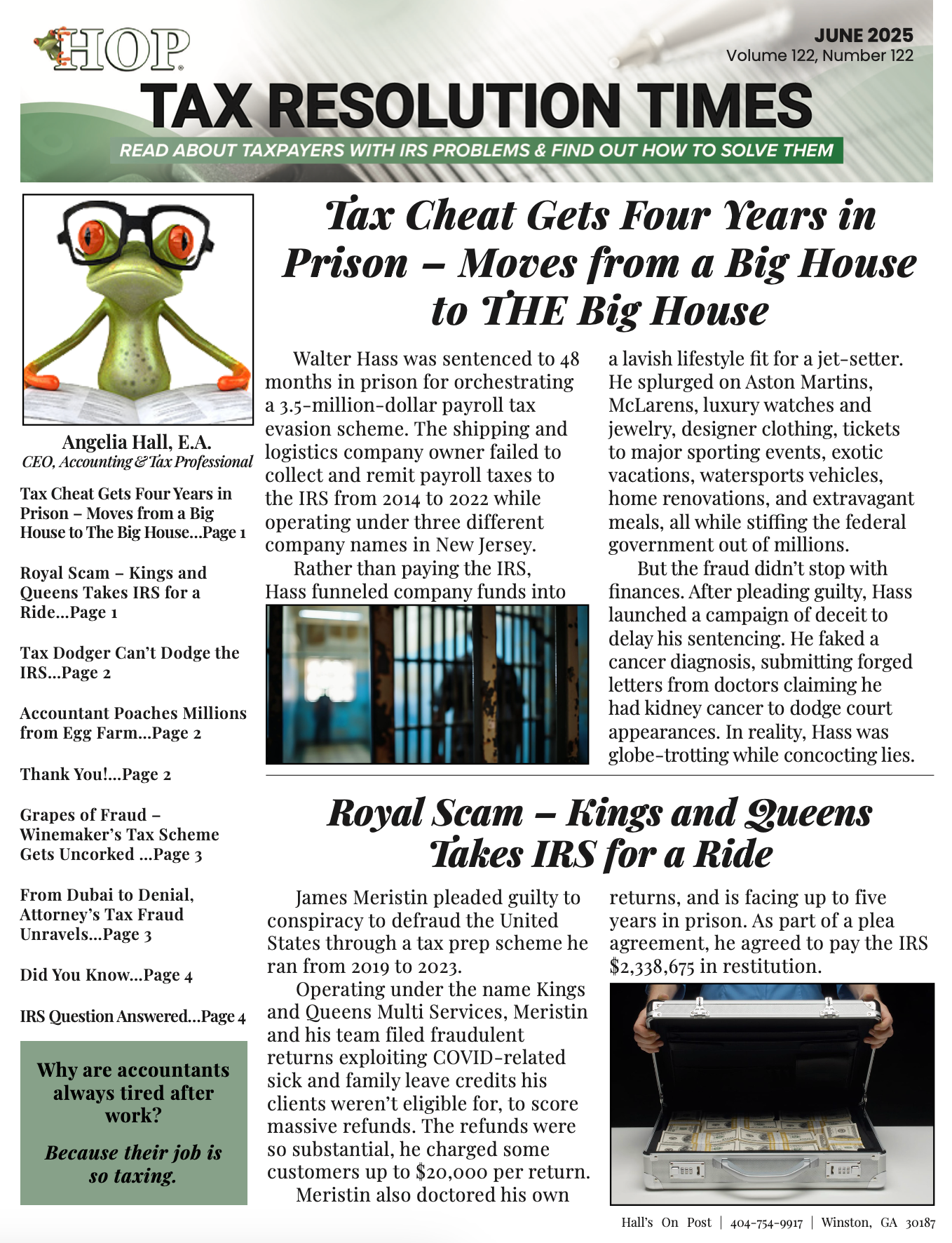 The front page of a newspaper titled tax resolution times