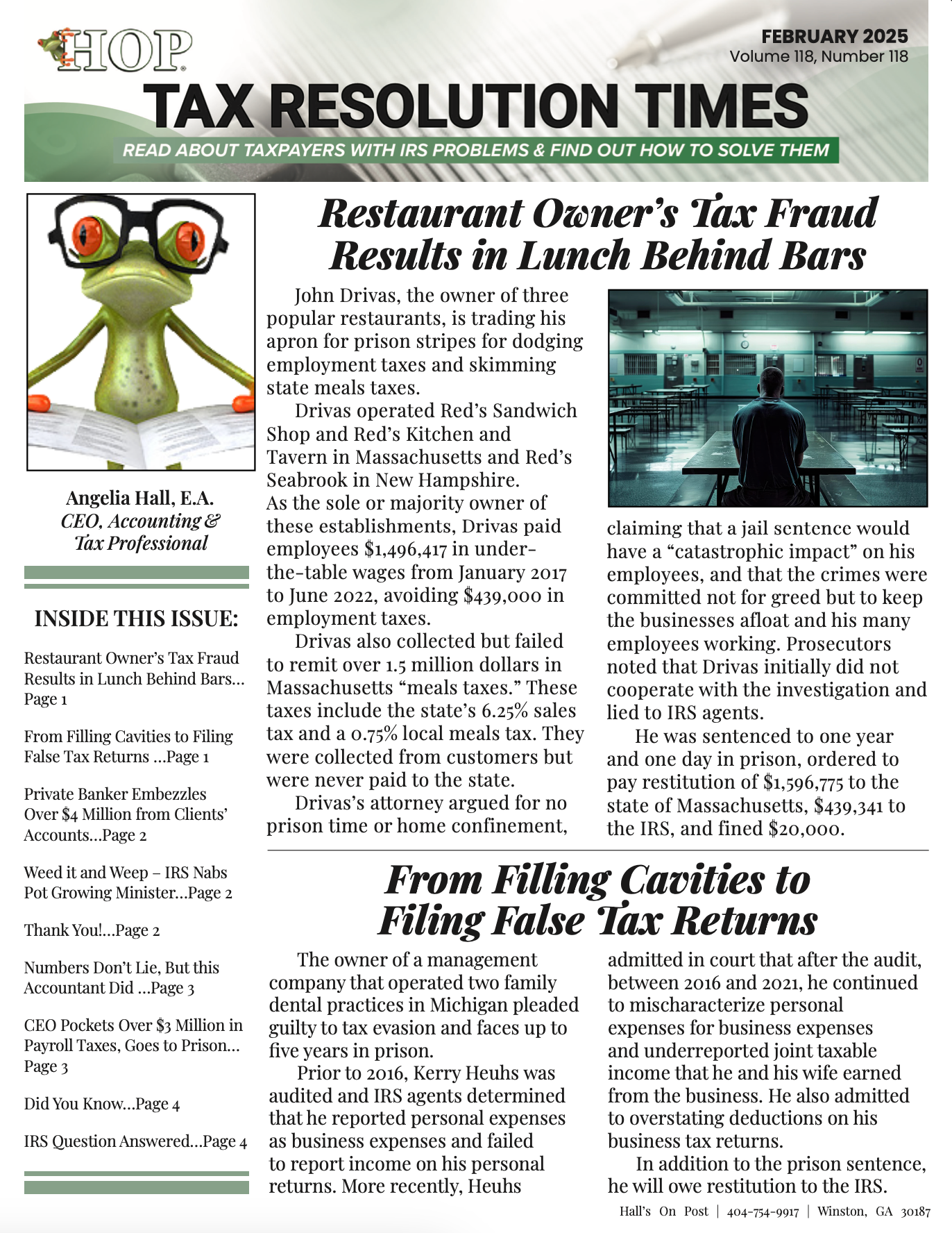 A frog is on the front page of a tax resolution times newspaper