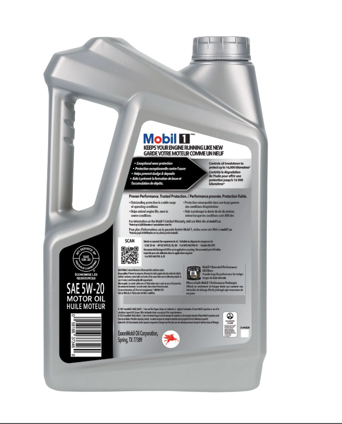 Mobil 1™ 5W20 Synthetic Engine/Motor Oil Set, 4.73-L + 1-L