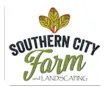 Southern City Farm Landscaping logo with green leaf emblem and black and green text