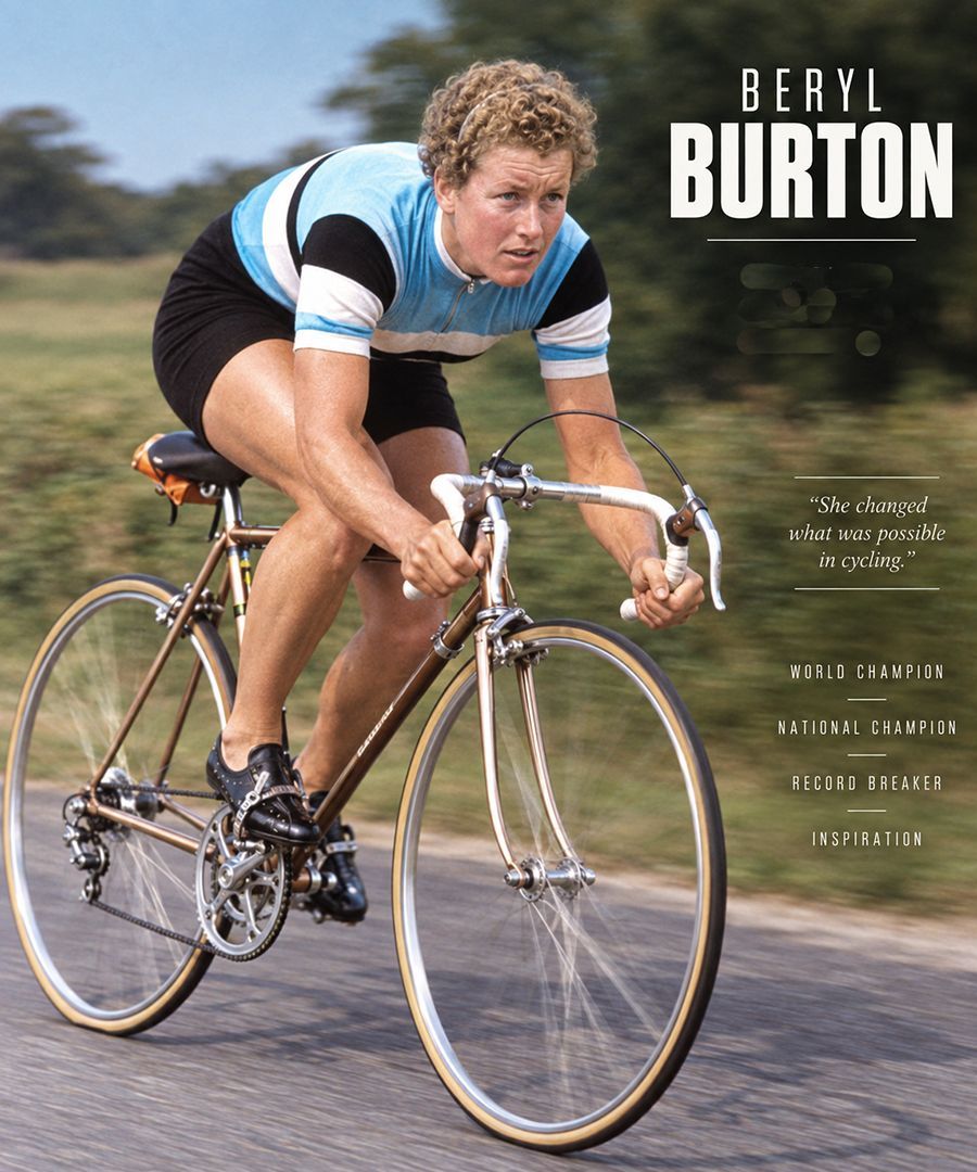 Illustration of famous English female cyclist Beryl Burton