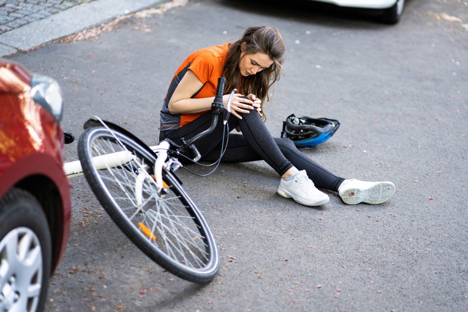 Car And Cyclist Accident And Injury
