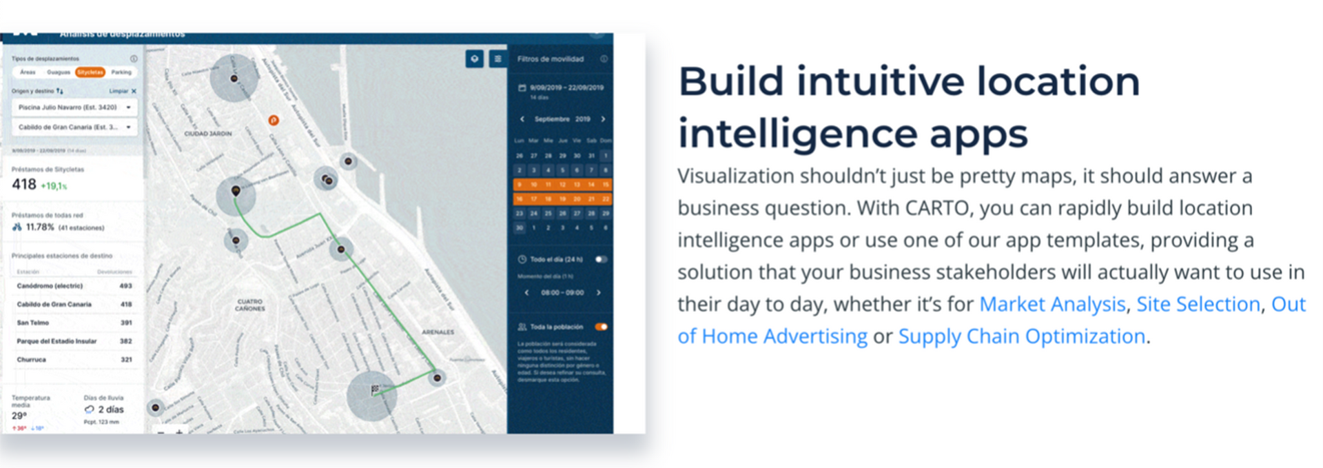 Screenshot of a map on the Carto location intelligence app