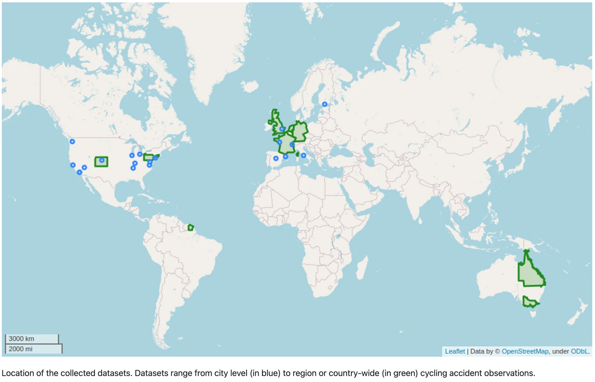Cyclands Global Map of geo-located bicycle accidents