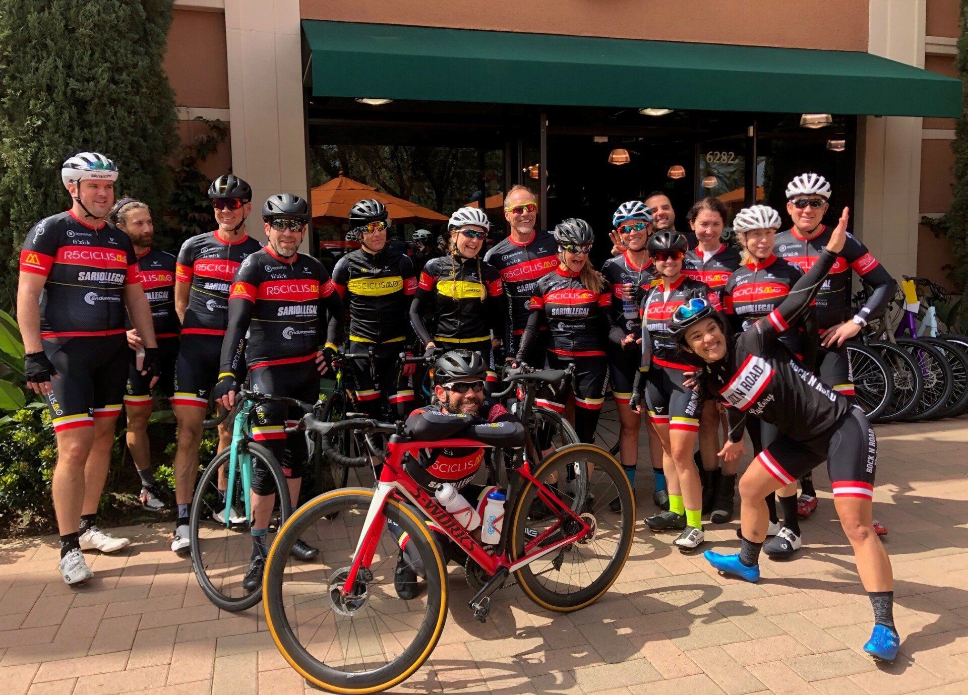 Group of cyclist having a photo op