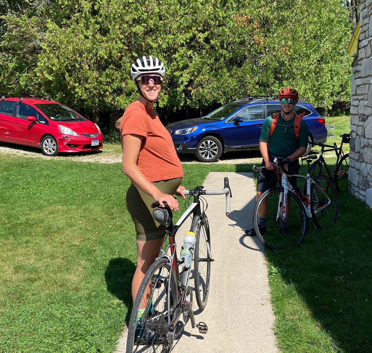 Madeline Depman riding her bike while pregnant