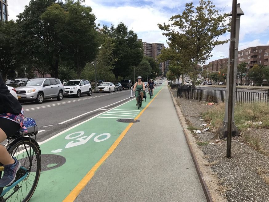 Queens Blvd Bike Lane with bicycle riders
