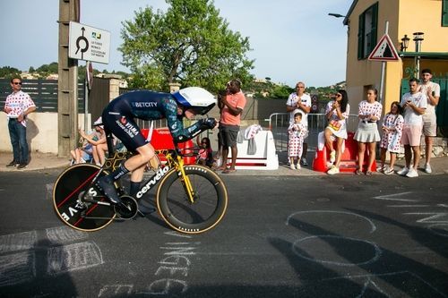 Nice, France; 21st July 2024: Professional cyclist MATTEO JORGENSON TEAM VISMA | LEASE A BIKENED during the time trial stage at Tour de France.