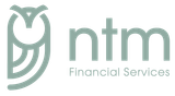 Logo for ntm Financial Services featuring a sage-green owl icon next to the lowercase text