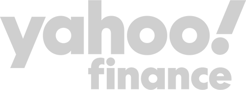 The yahoo finance logo is gray on a white background.