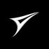 White abstract logo on a black background