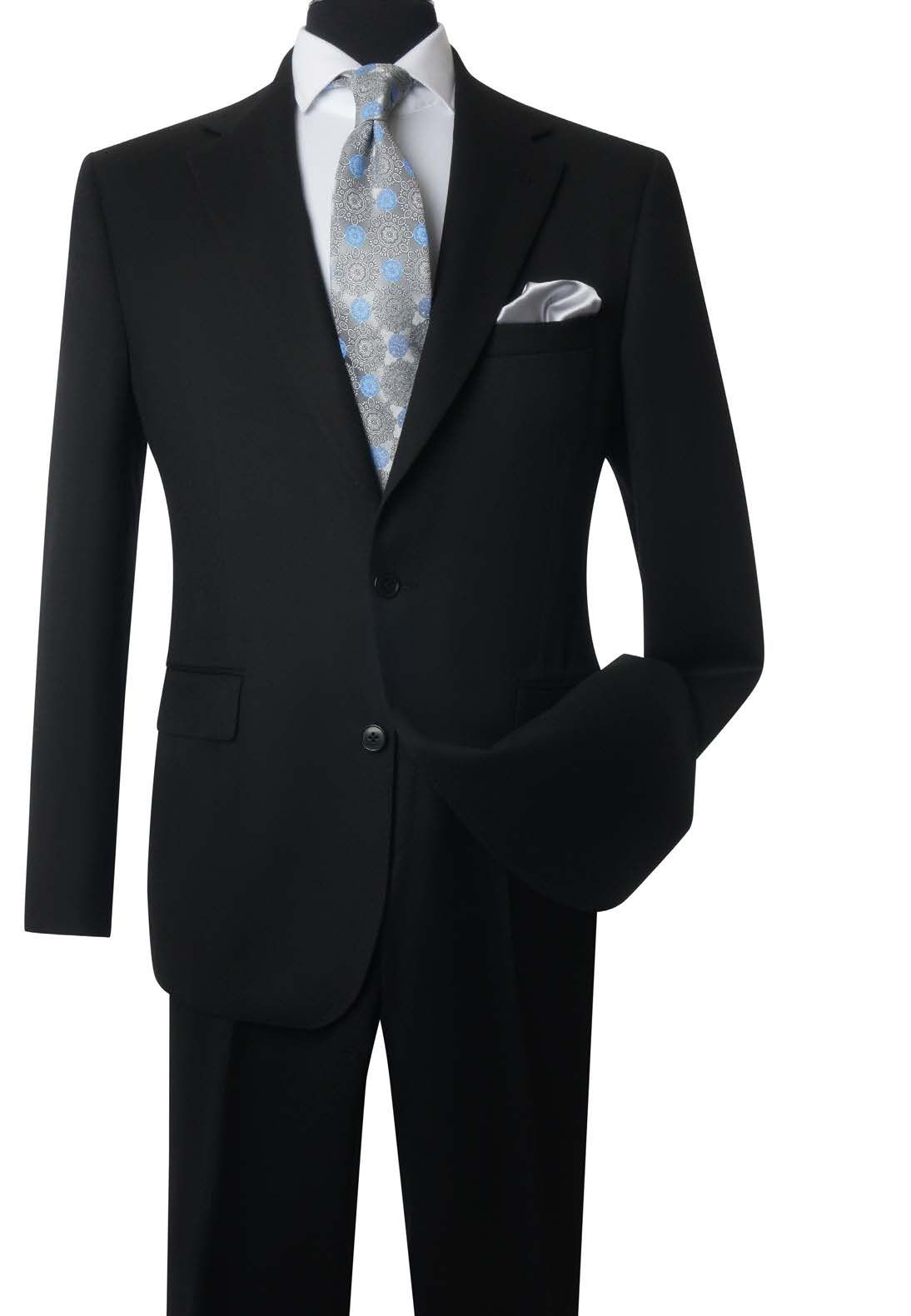 Black Twill Wool Suit