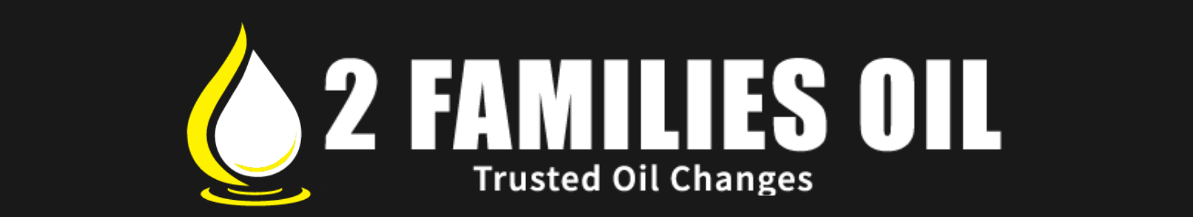 2 Families Oil logo with yellow droplet icon and white text on a black background