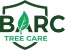 BARC Tree Care logo with green shield, leaf, and bold green text