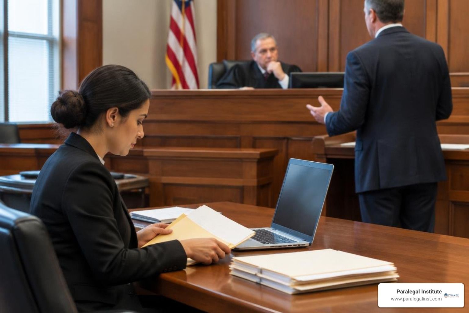 paralegal in courtroom