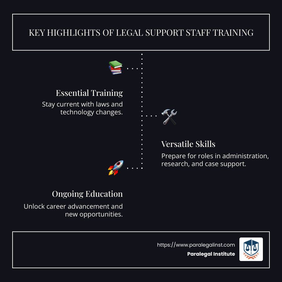 A poster showing key highlights of legal support staff training