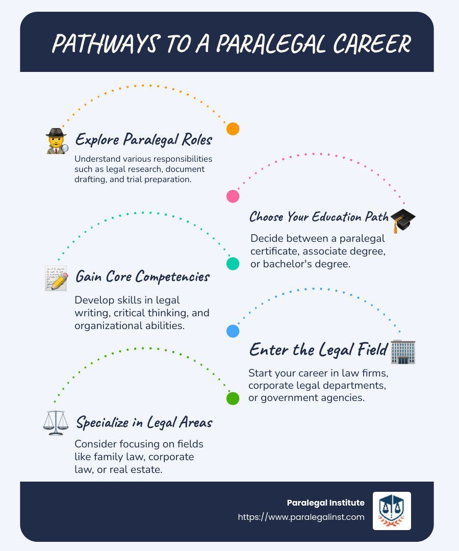 A poster showing pathways to a paralegal career