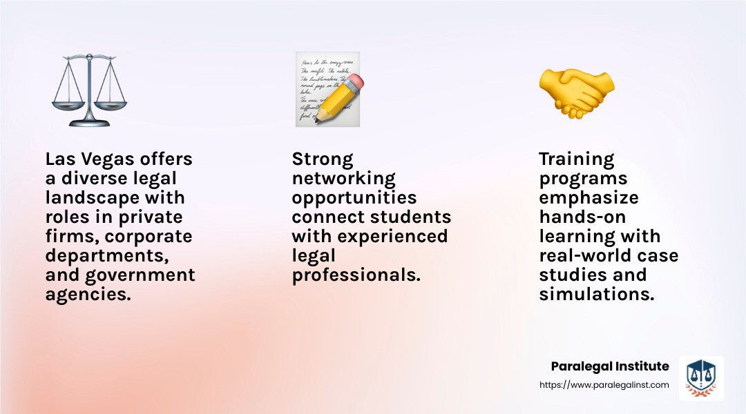 A poster that says las vegas offers a diverse legal landscape