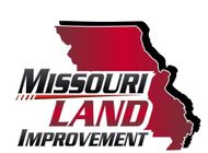 Missouri Land Improvement logo with red and black Missouri state silhouette