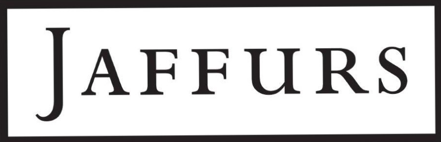 Jaffurs logo in a white rectangle with a black border.