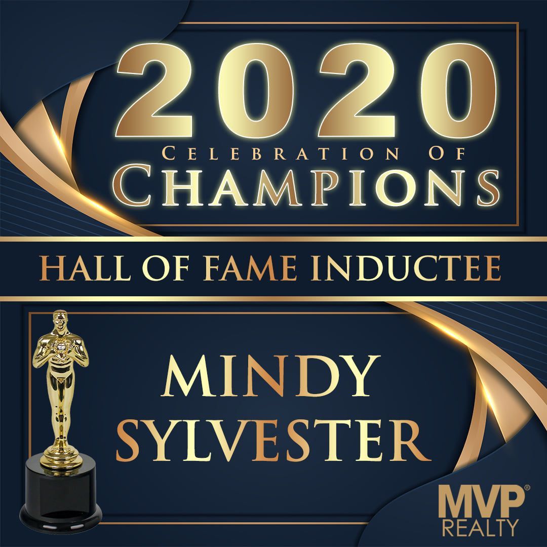 2020 Celebration of Champions Hall of Fame Inductee plaque for Mindy Sylvester, navy and gold design