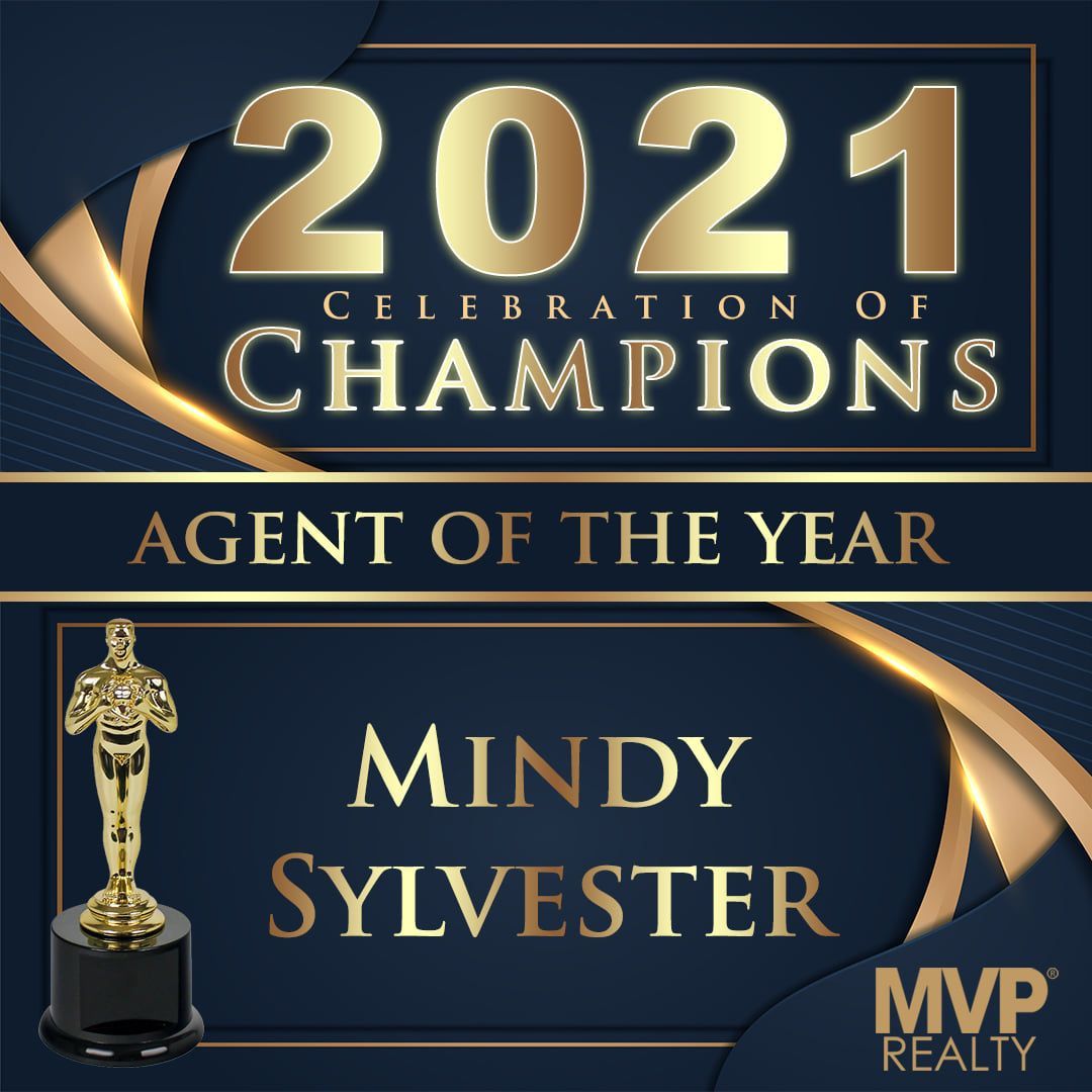 2021 Celebration of Champions plaque for Agent of the Year, honoring Mindy Sylvester with a gold trophy