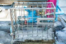 A Stainless Steel Cage Surrounds a Blue Pipe | Cranbourne, VIC | Cranbourne Fencing Pty Ltd