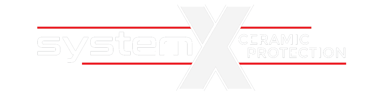 A white and red logo with a red x on a white background.